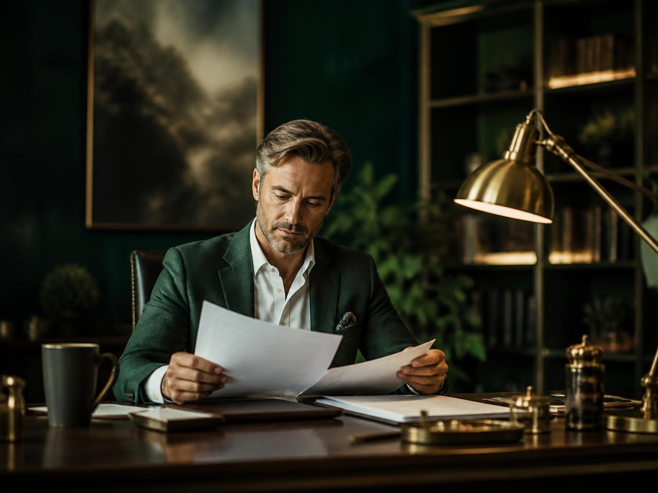 A business owner reviewing funding paperwork